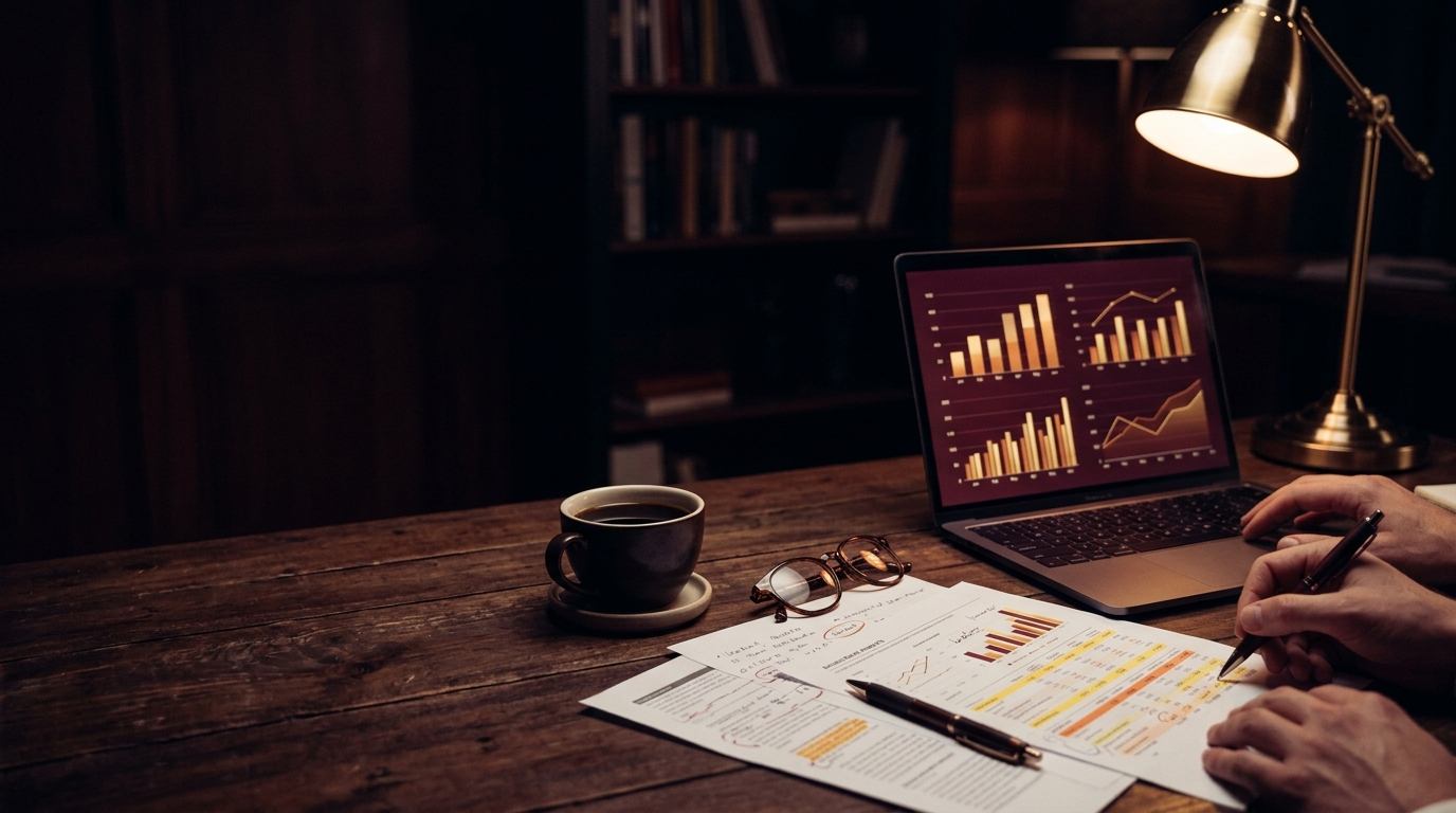 Dual monitor freight data analyst desk with complex SQL schemas and operational charts